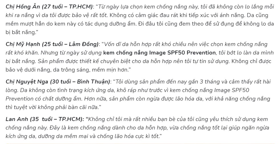 review kem chống nắng image spf 50