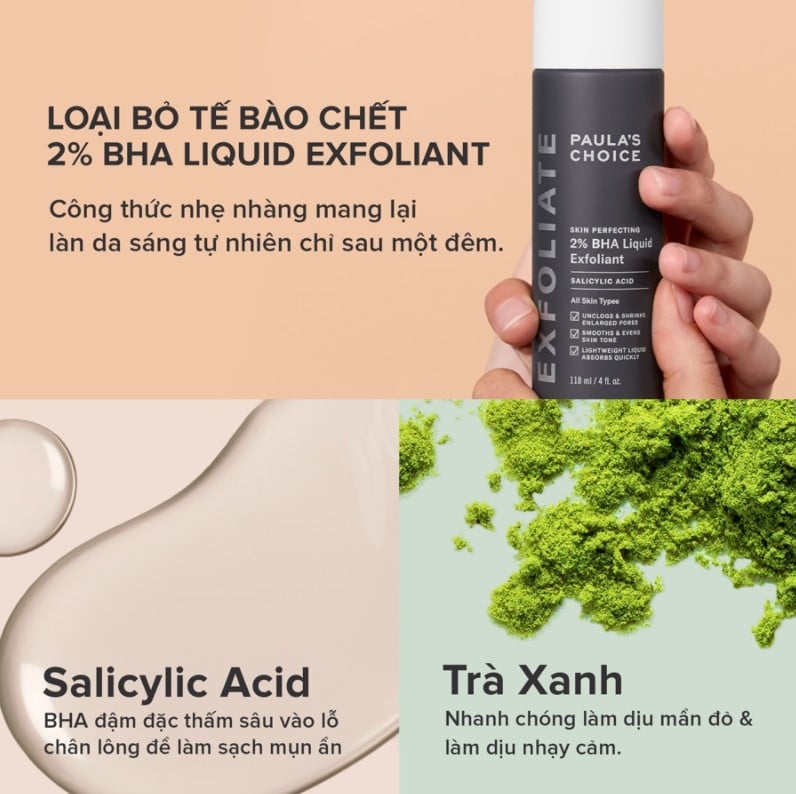 Thành phần chính trong Paula's Choice Skin Perfecting 2% BHA Liquid Exfoliant