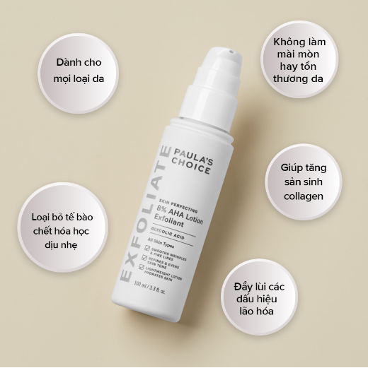 tác dụng Paula's Choice Skin Perfecting Liquid 8% AHA Lotion Exfoliate