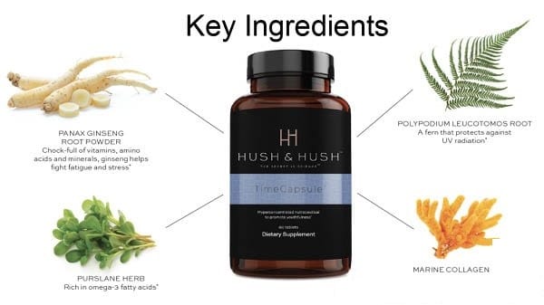Thành phần tự nhiên trong viên uống giảm nám, trẻ hóa toàn diện Hush & Hush Time Capsule