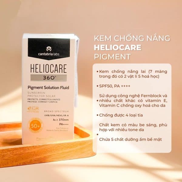 Kem chống nắng Heliocare pigment | Heliocare 360 pigment solution fluid SPF 50+ - Hình ảnh 2