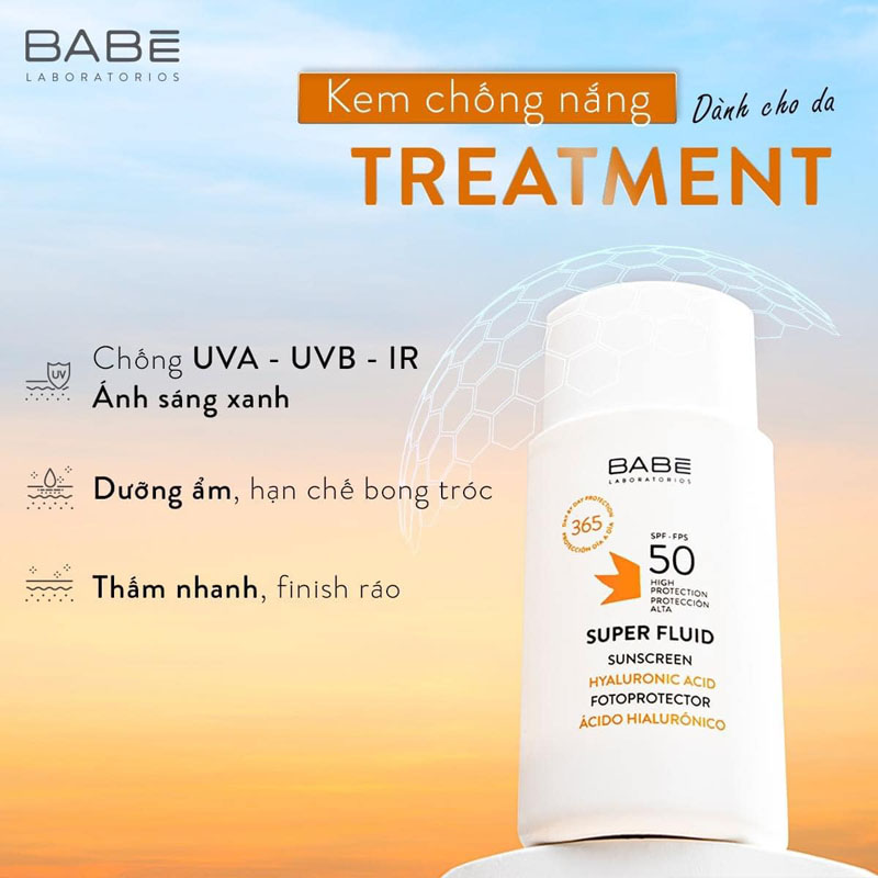 BABE Super Fluid Sunscreen Hyaluronic Acid SPF 50