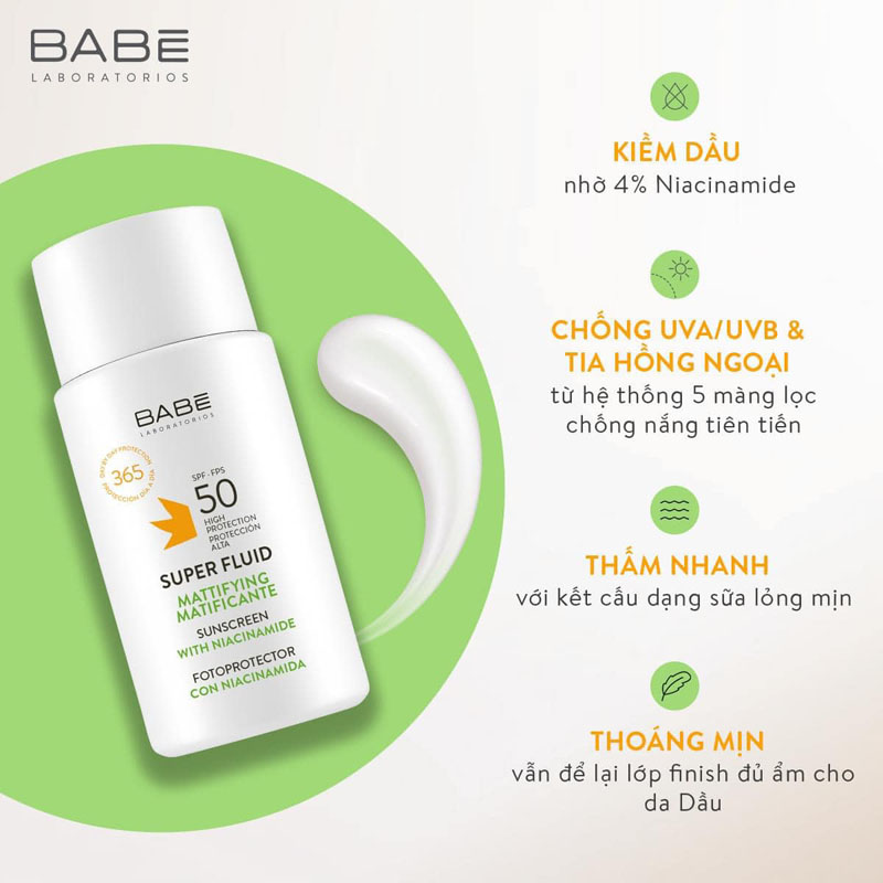 Babe super fluid mattifying sunscreen spf 50