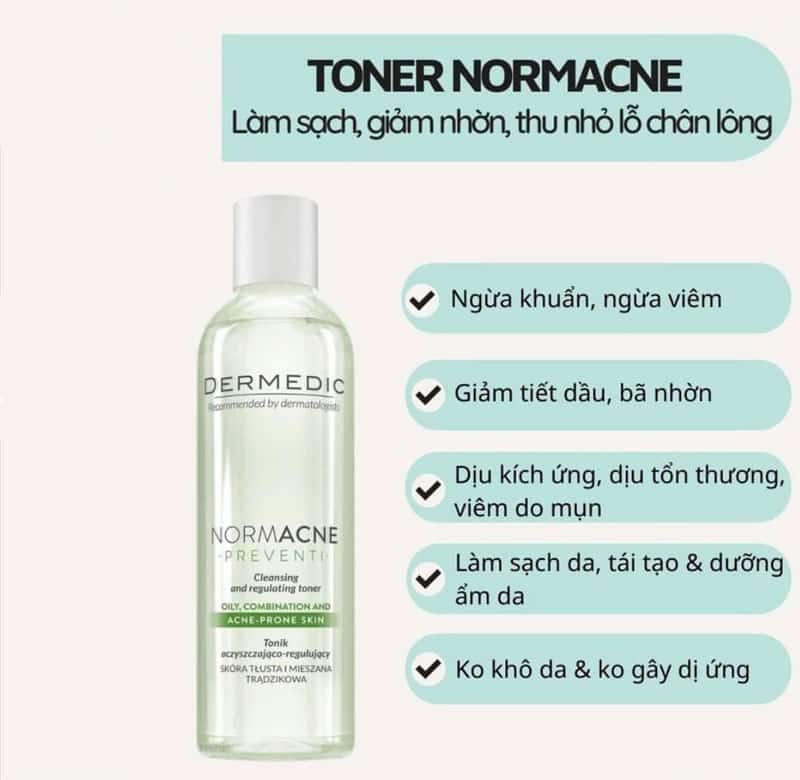 Toner Dermedic Normacne Cleansing and regulating skin toner - Dr.Da liễu  của bạn